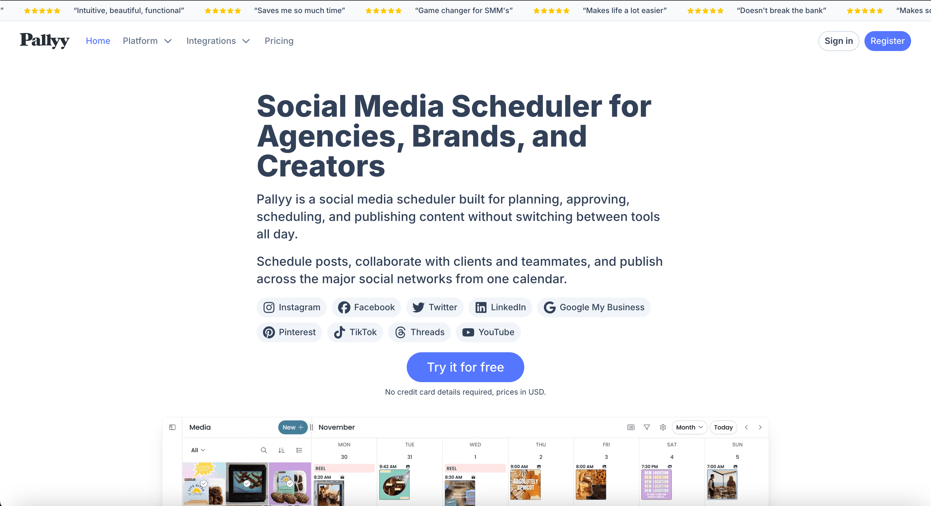 Pallyy public landing page screenshot for neutral comparison context