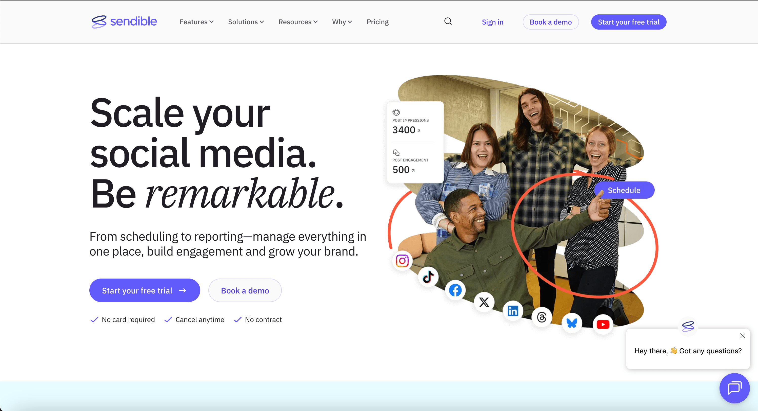 Sendible public landing page screenshot for neutral comparison context