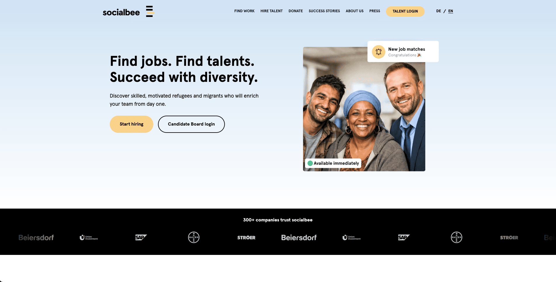 SocialBee public landing page screenshot