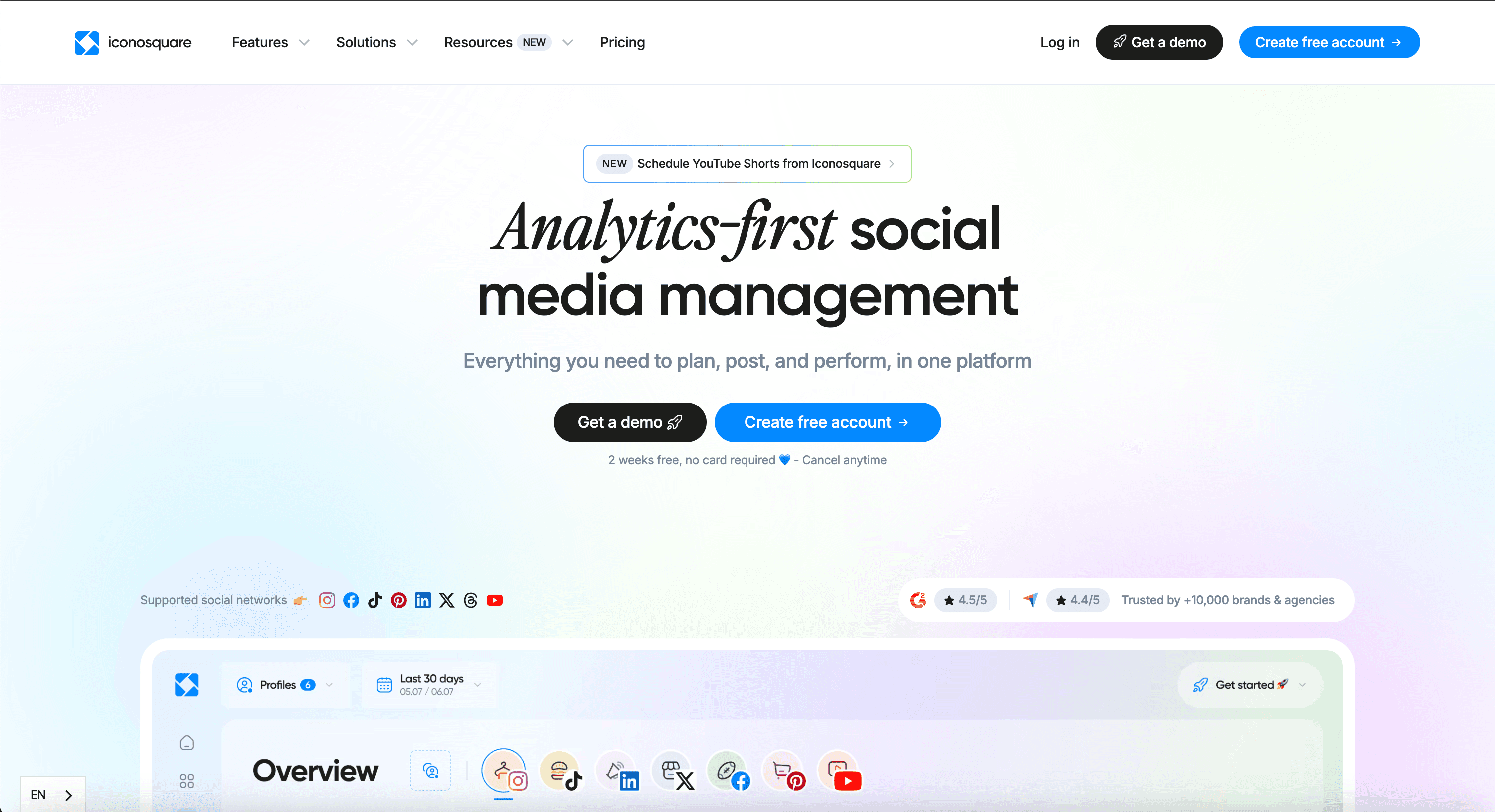 Iconosquare public landing page screenshot for neutral comparison context