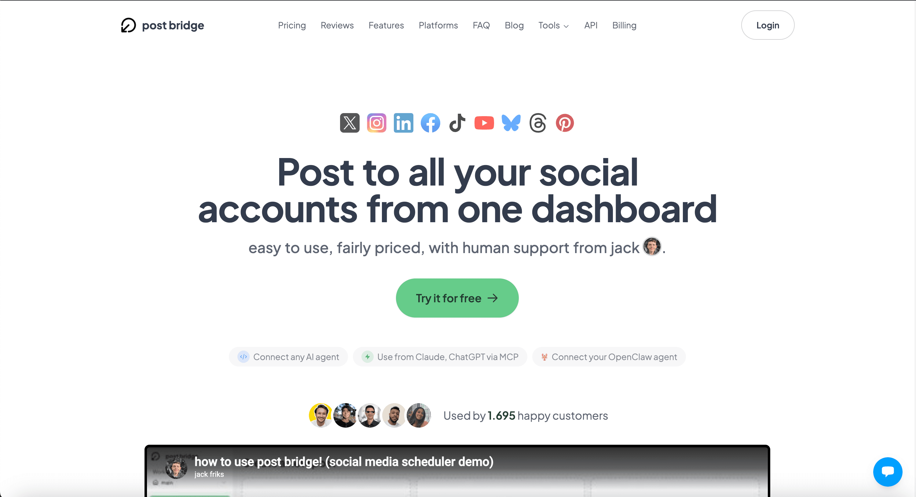 Postbridge public landing page screenshot for neutral comparison context