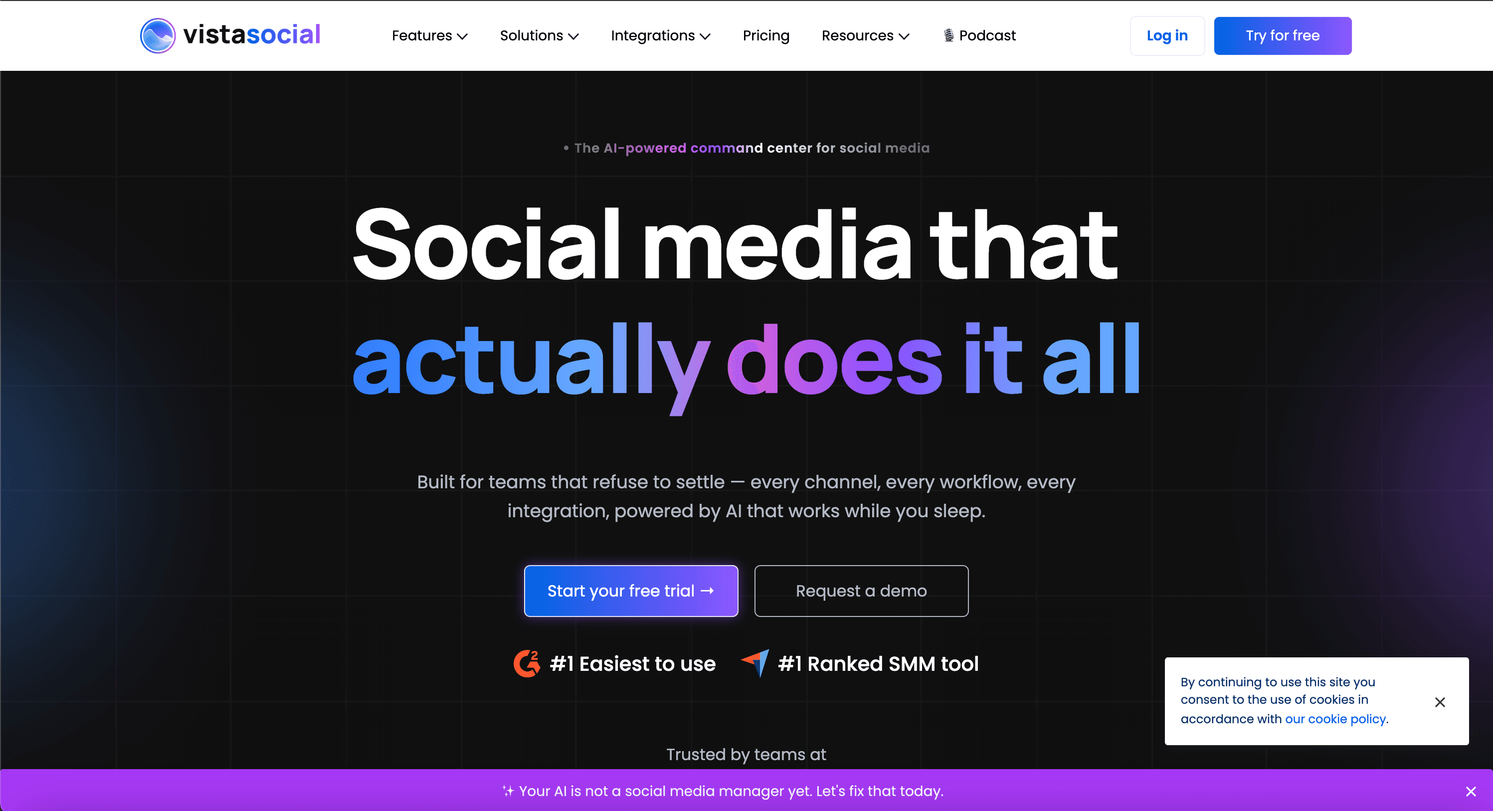 Vista Social public landing page screenshot for neutral comparison context