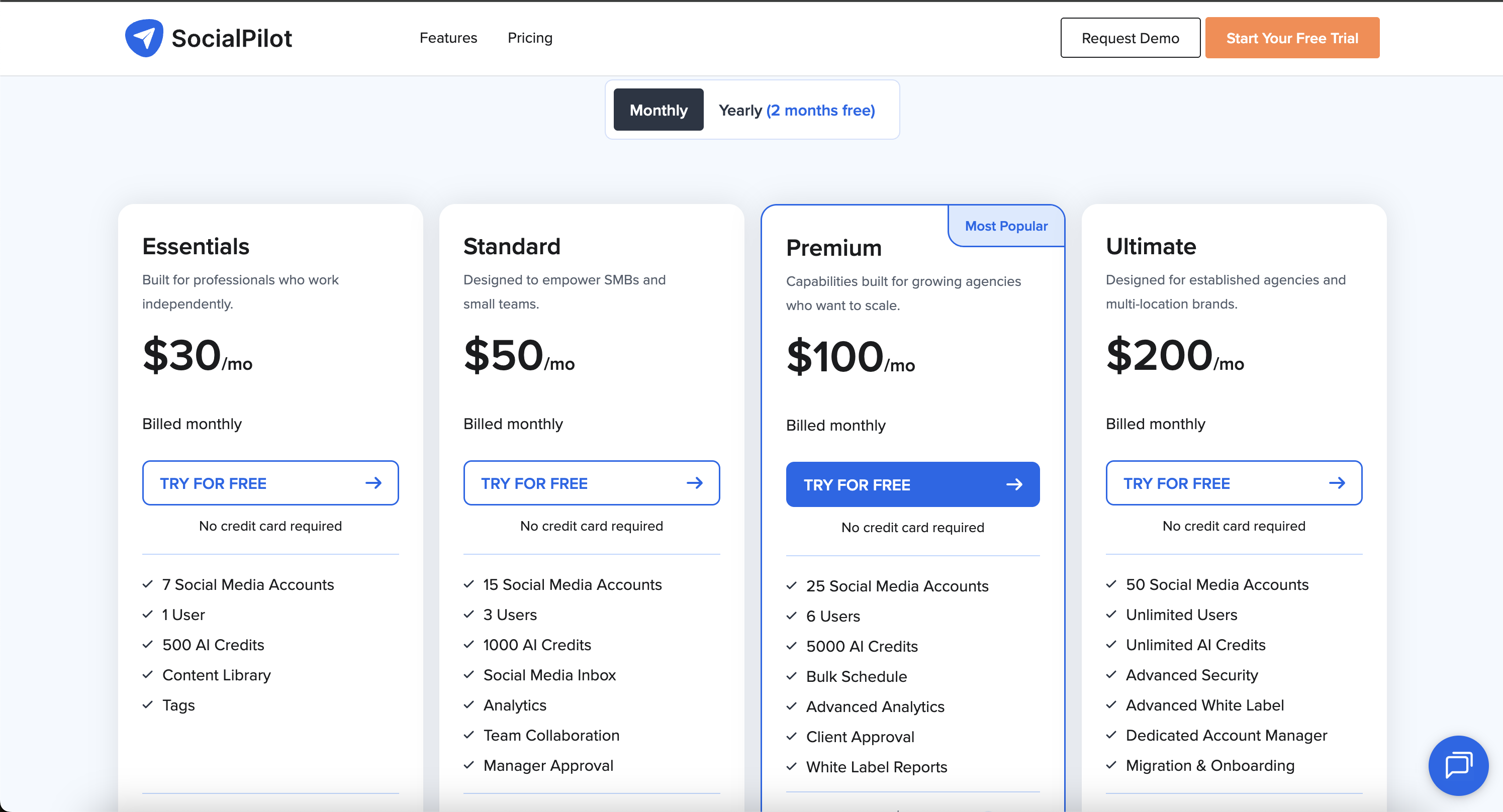 SocialPilot pricing screenshot