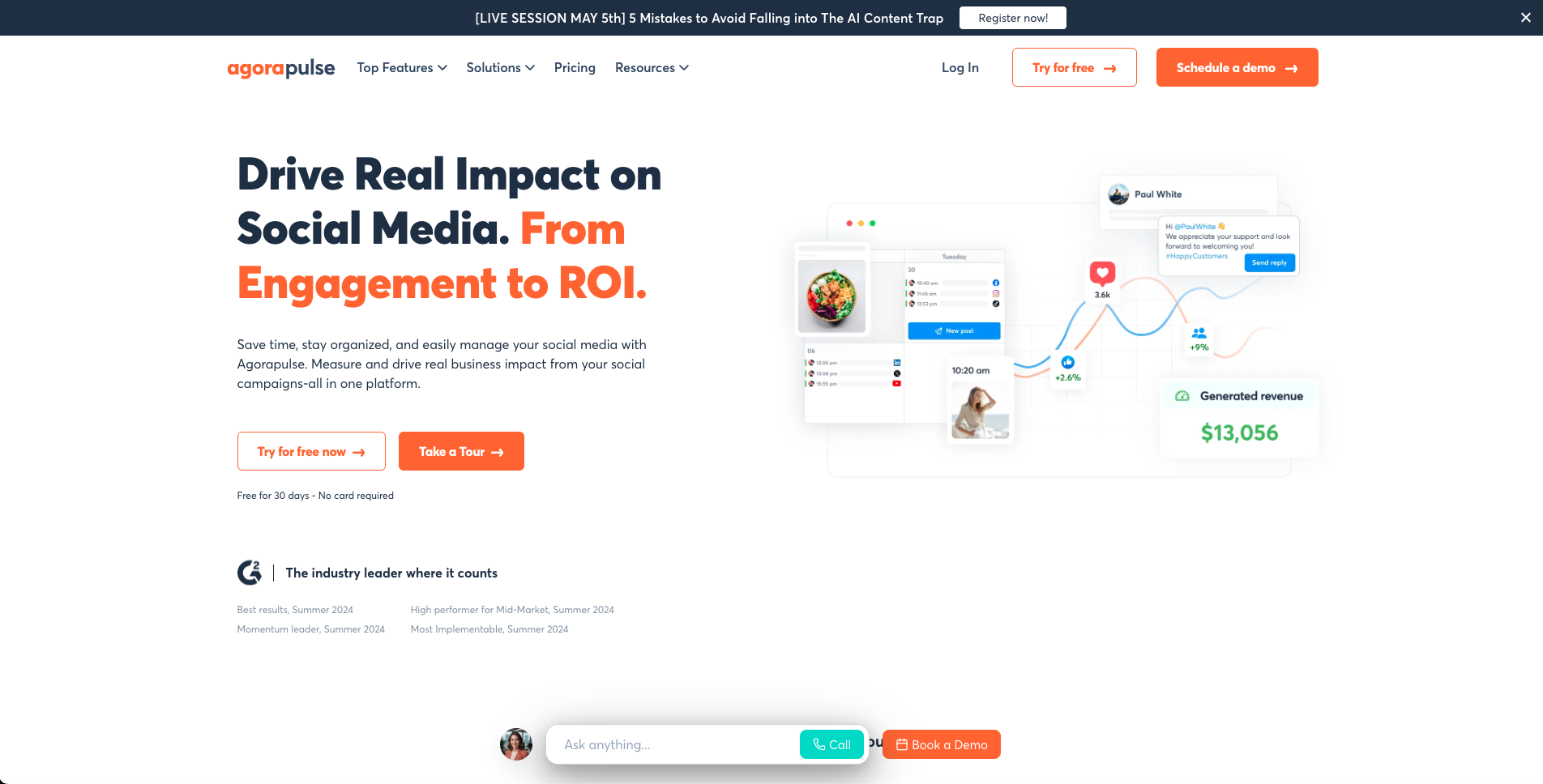 Agorapulse social media reporting and ROI