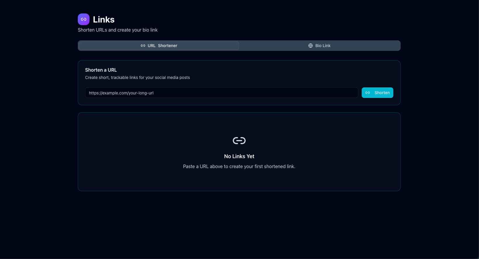 Link manager dark view