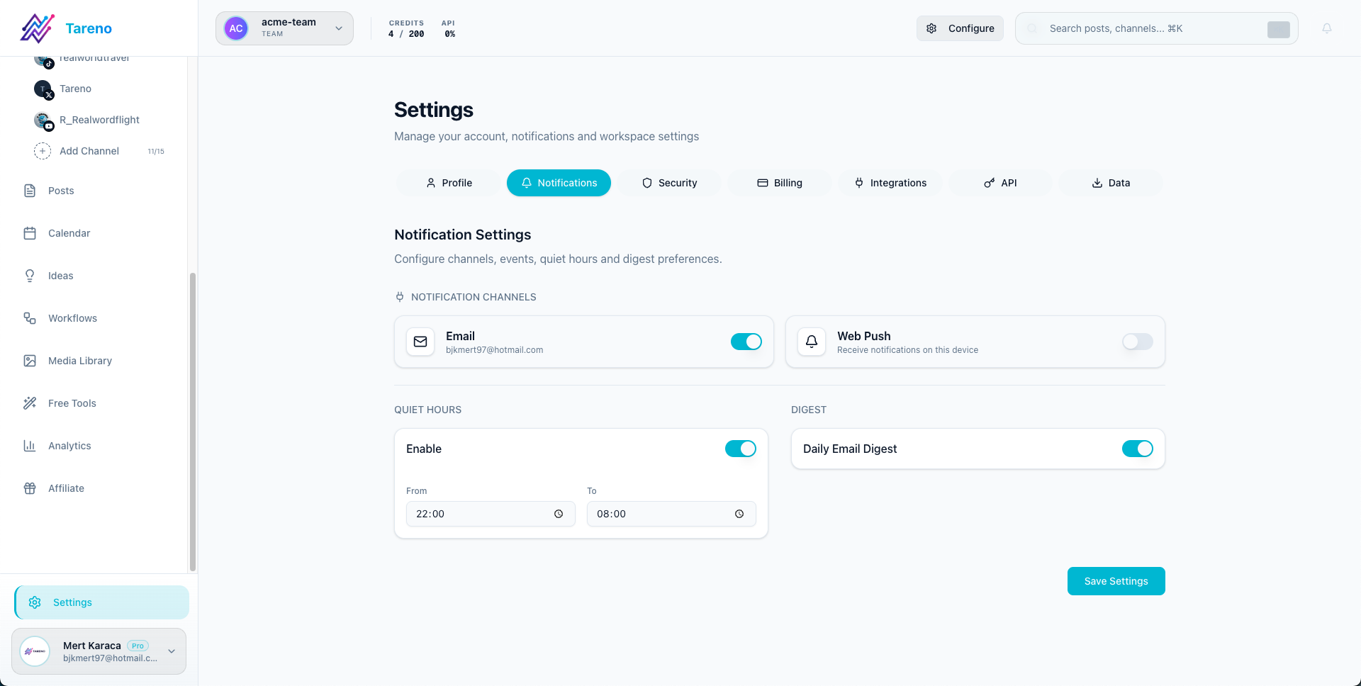 Notification settings